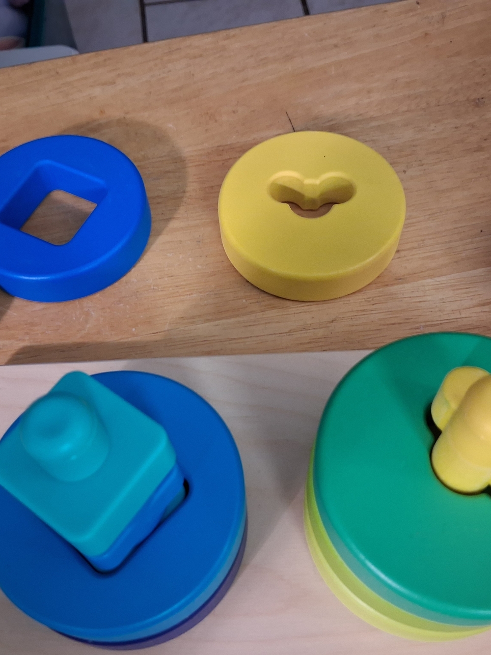 Colorful Shape Stacking Toy for Kids - Blue, Yellow, Green